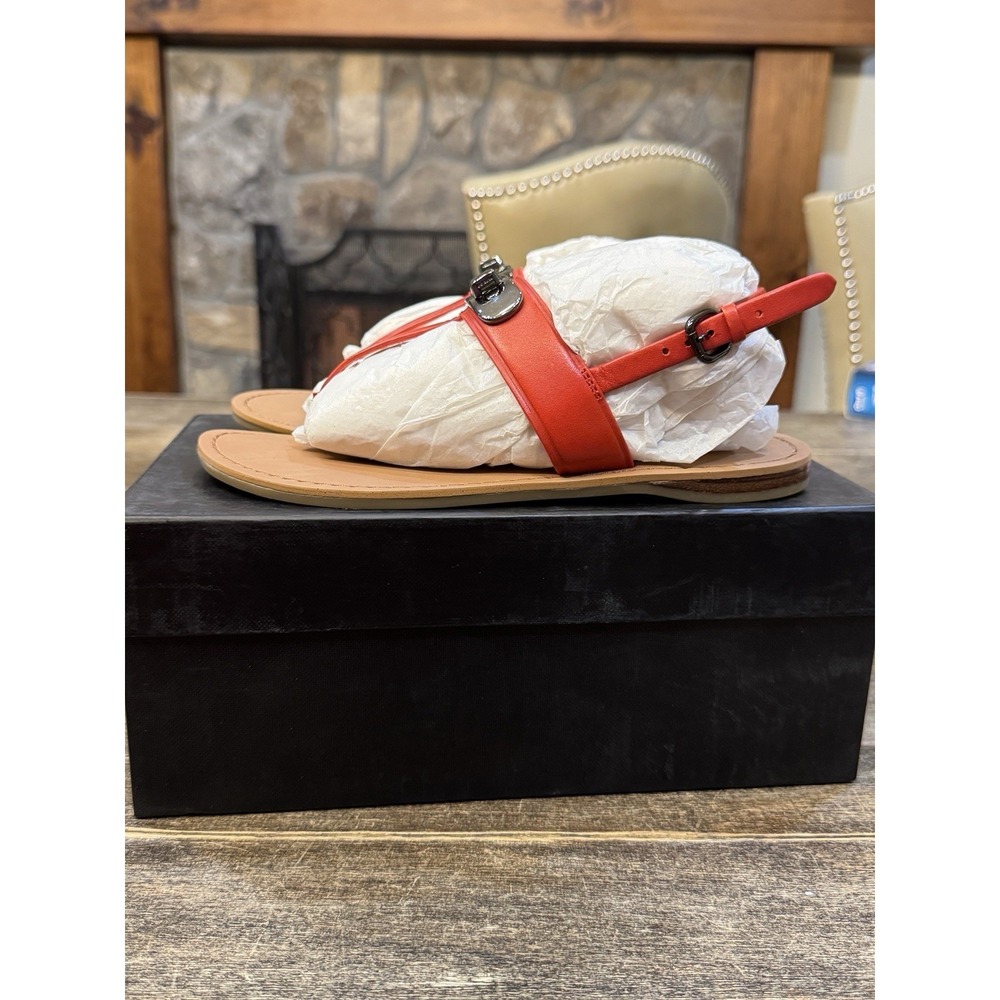 Coach Gracie Swagger Thong Sandals Burnt Orange Size 6.5 New In Box - Picture 4 of 16